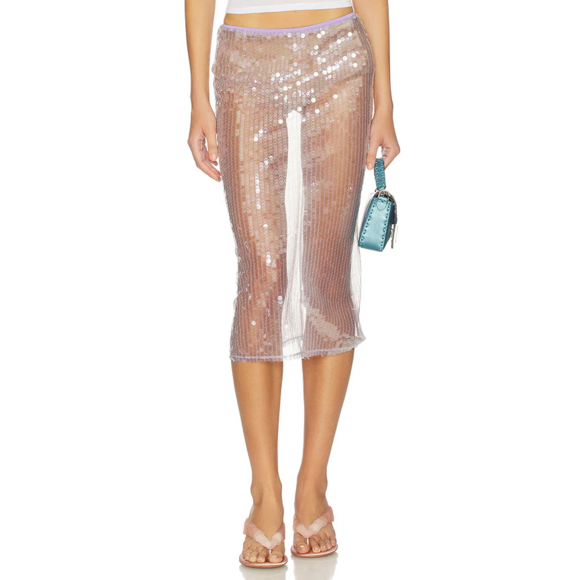 superdown Dresses & Skirts - superdown Rooney Midi Skirt in Lavender in Cream